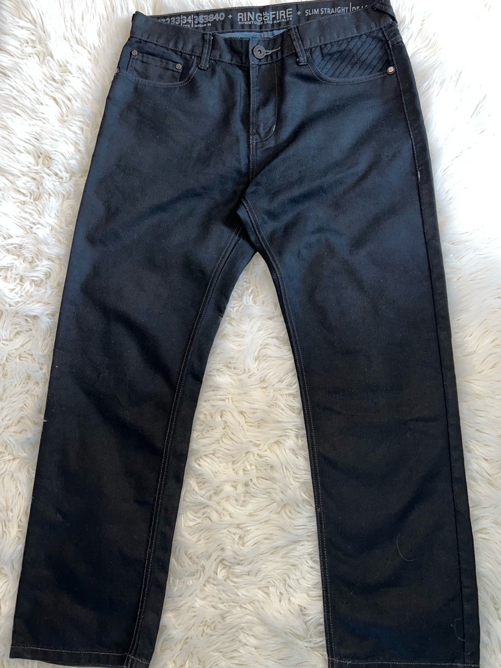 Ring of Fire Men’s Black Slim Straight Jeans 34x30 Stretch Denim